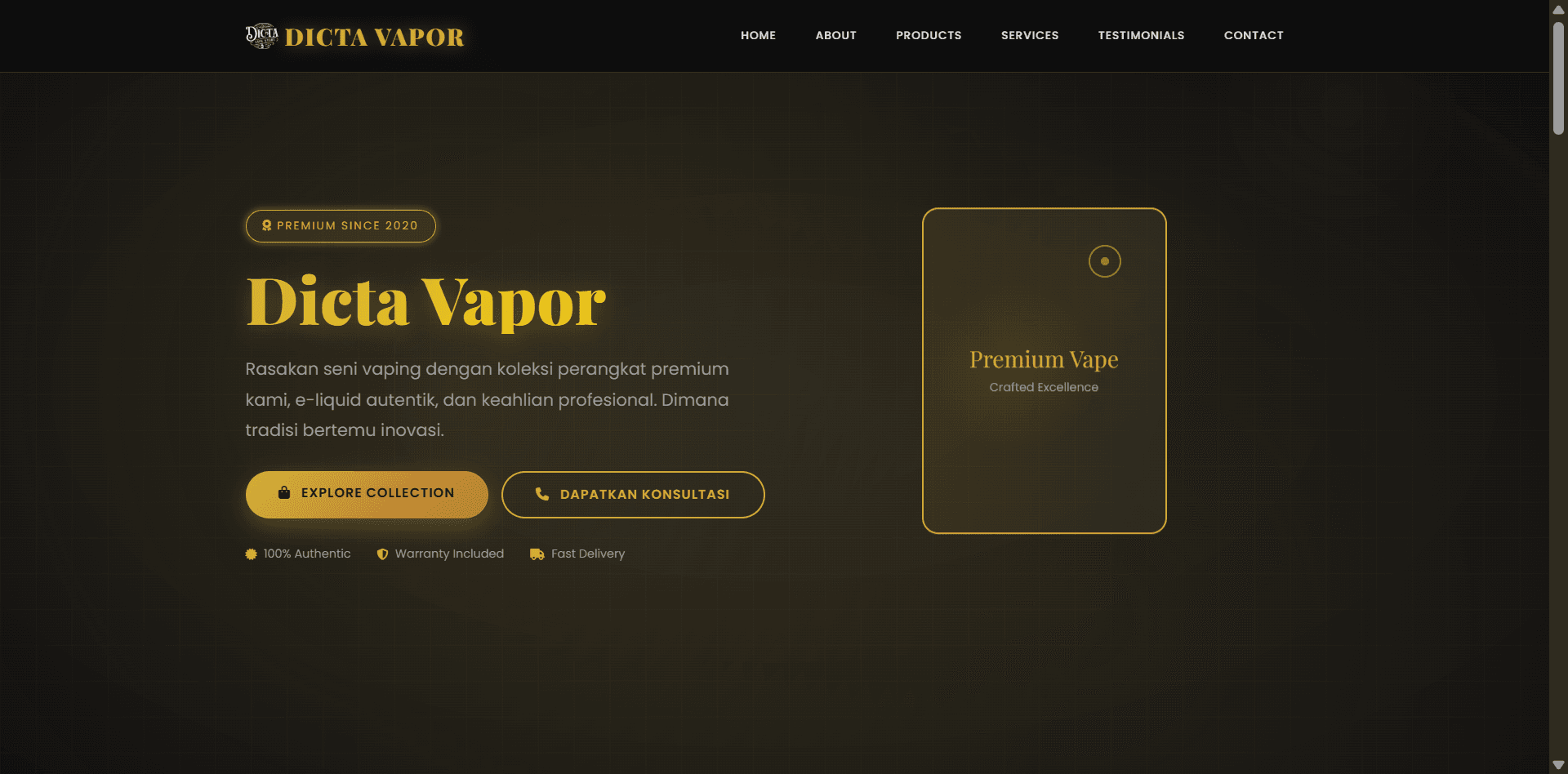 Dicta Vapor — Website Profil Perusahaan